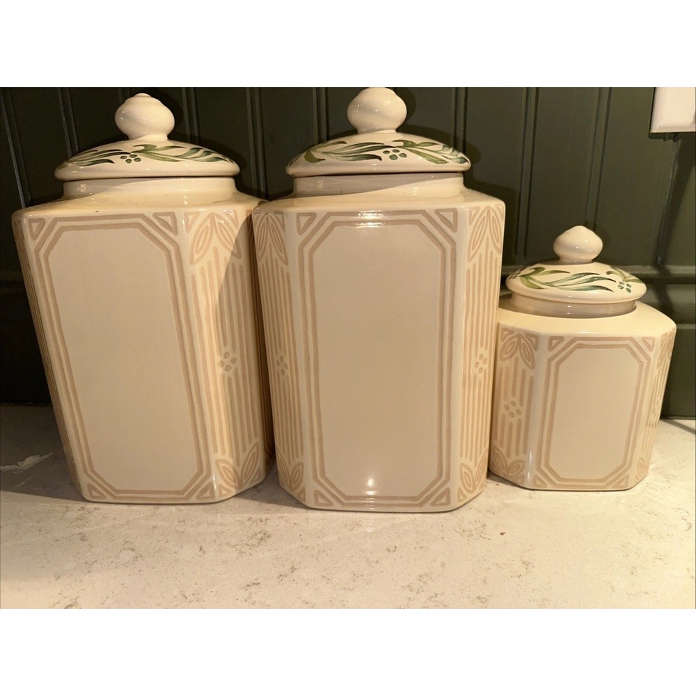 Villeroy & Boch Belle Vienne Canister Set of 3 & Taper Candlesticks Pair Pottery